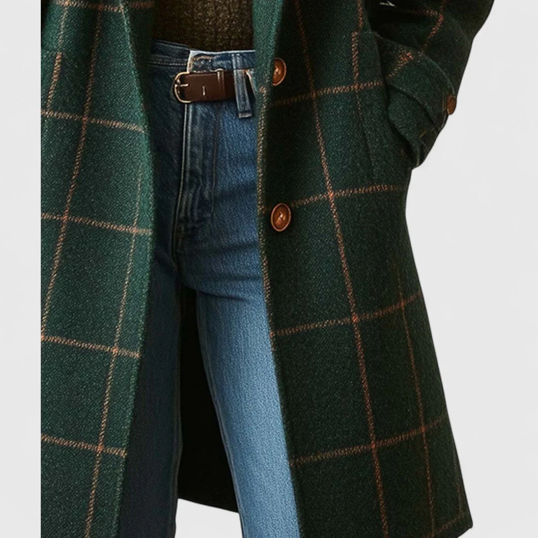 Manteau Tweed Femme à Carreaux – Col Revers Classique à Motif Plaid - Image 5