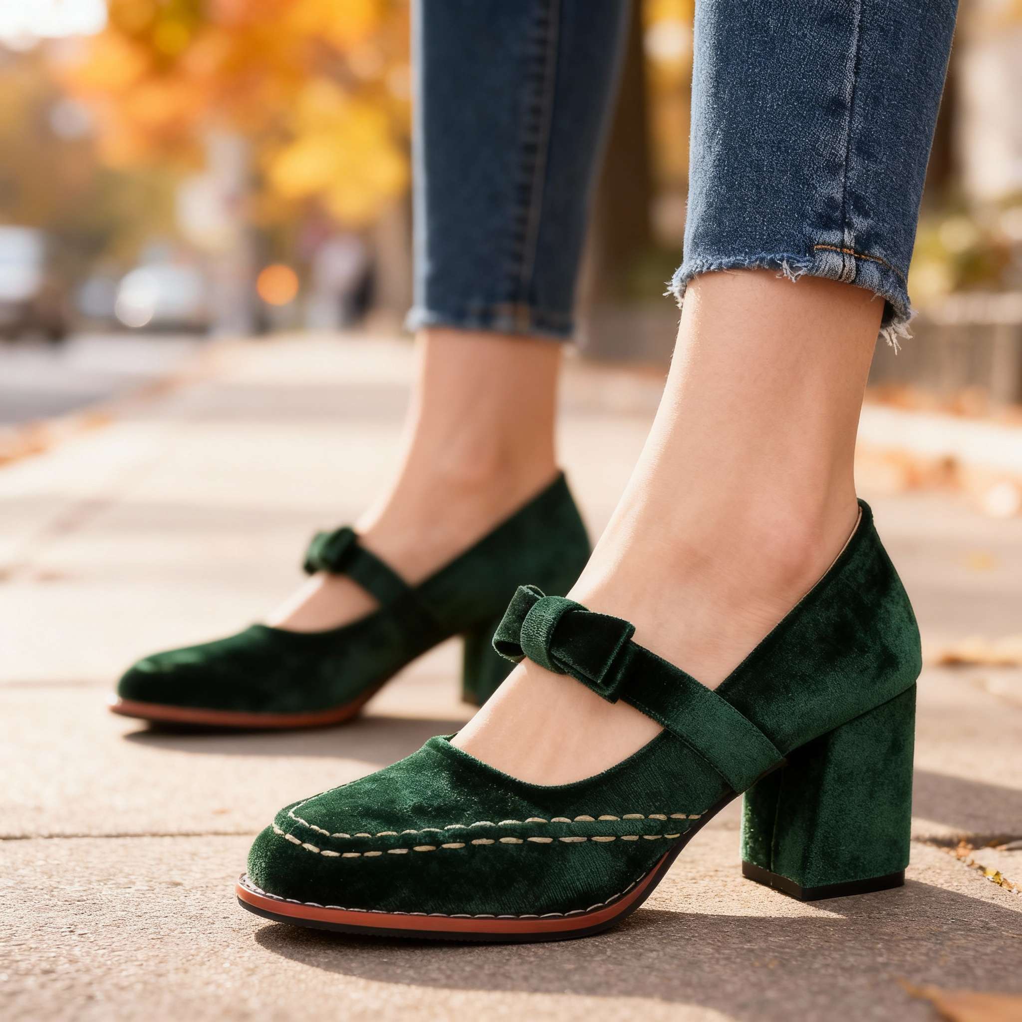 Mocassins à talon bloc en velours – Chaussures élégantes et confortables - Image 2