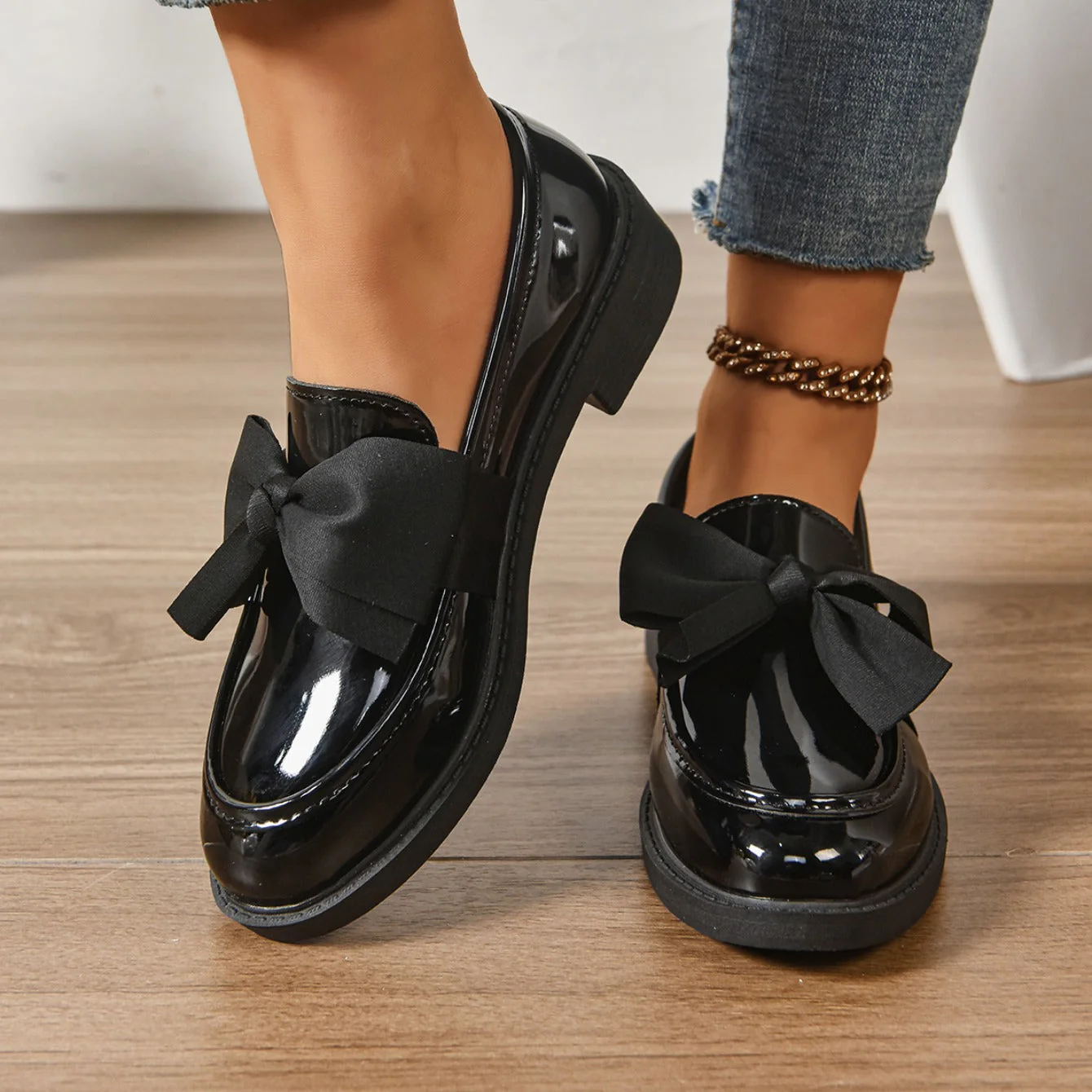 Mocassins en Cuir à Enfiler – Chaussures Élégantes avec Nœud et Semelle Plateforme - Image 15
