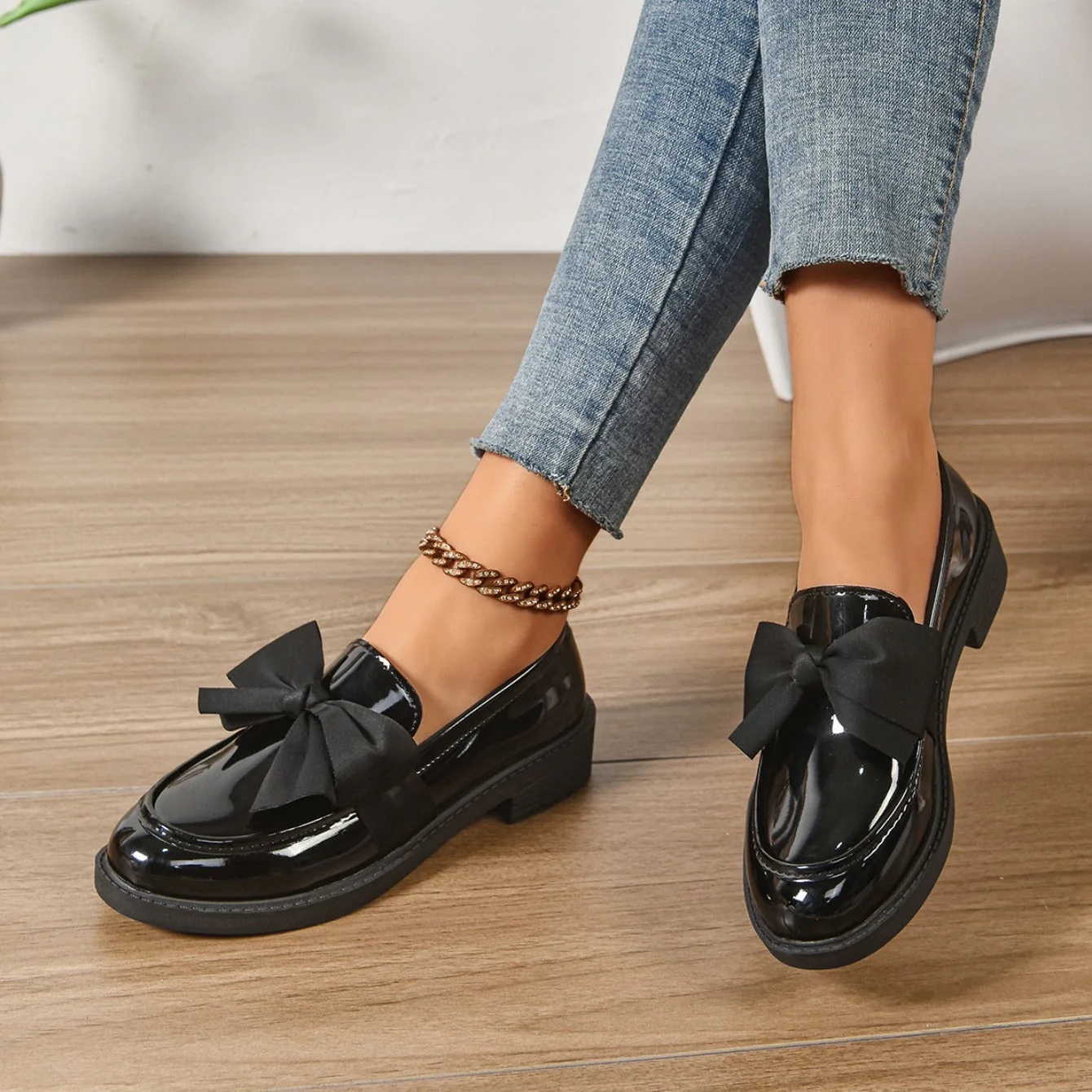 Mocassins en Cuir à Enfiler – Chaussures Élégantes avec Nœud et Semelle Plateforme - Image 16