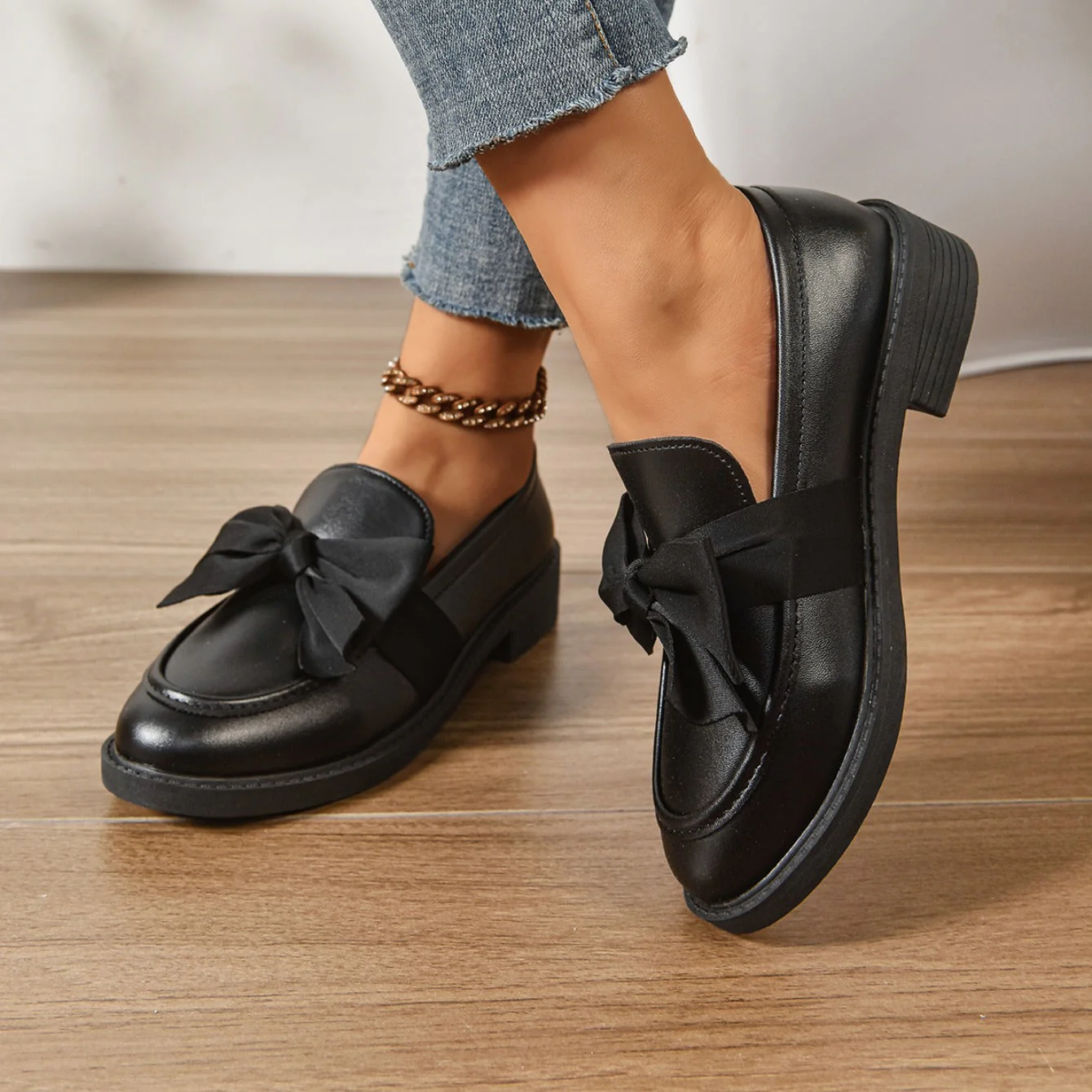 Mocassins en Cuir à Enfiler – Chaussures Élégantes avec Nœud et Semelle Plateforme - Image 21