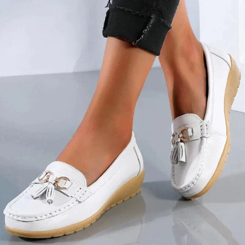 Mocassins femme confort – Chaussures plates souples avec nœud et frange - Image 10