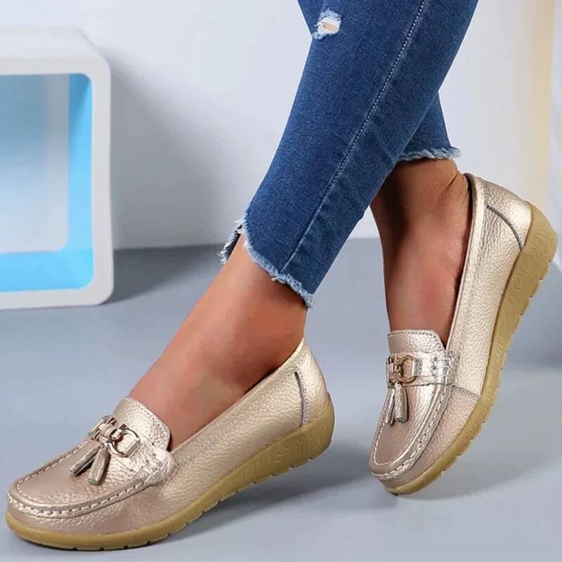 Mocassins femme confort – Chaussures plates souples avec nœud et frange - Image 7