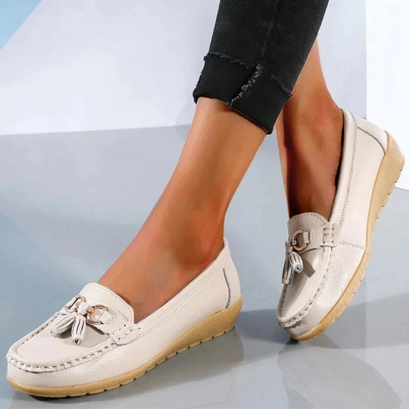 Mocassins femme confort – Chaussures plates souples avec nœud et frange - Image 8
