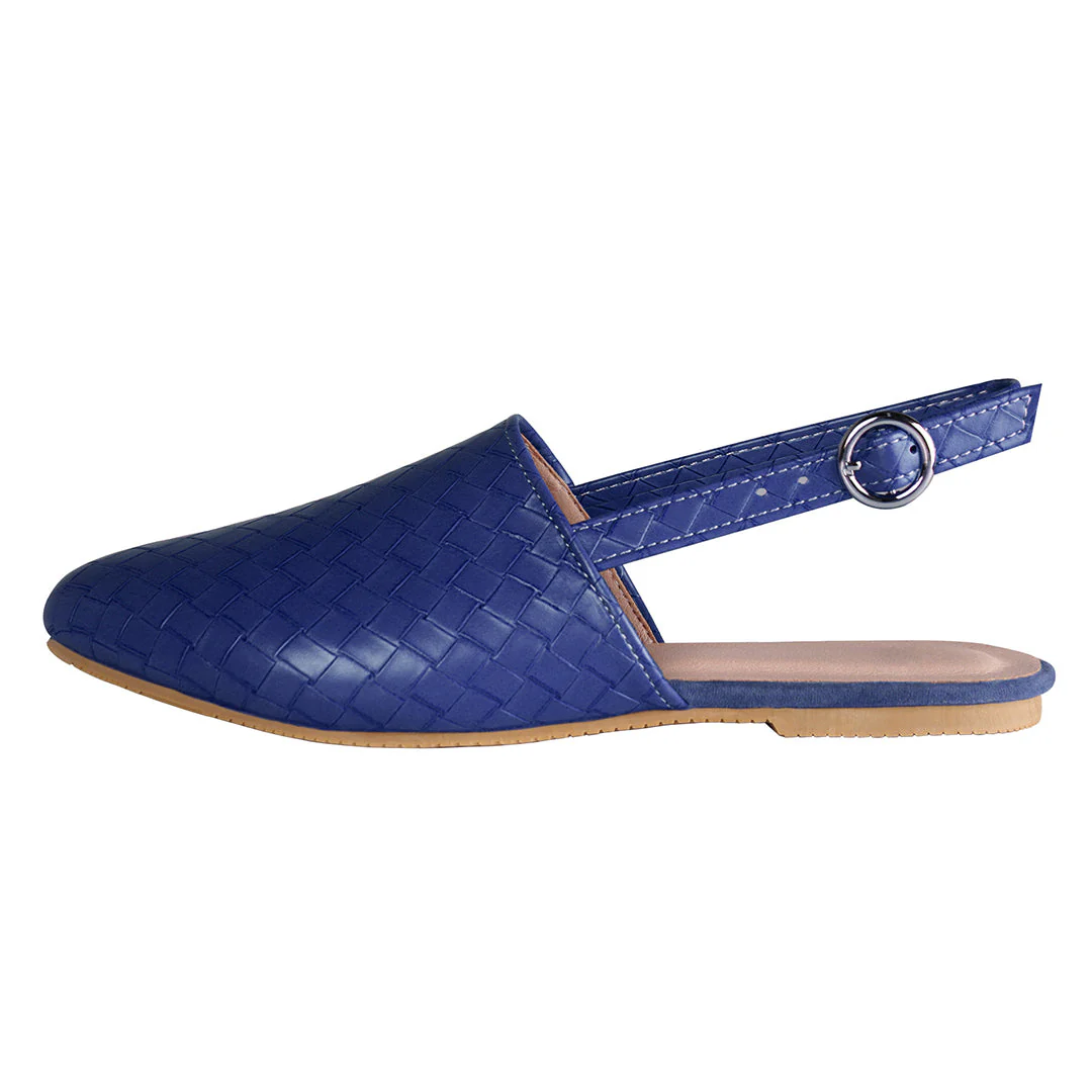 Mules Plates en Cuir Tressé Luxe Femme – Confort Pointu Slip-On - Image 3