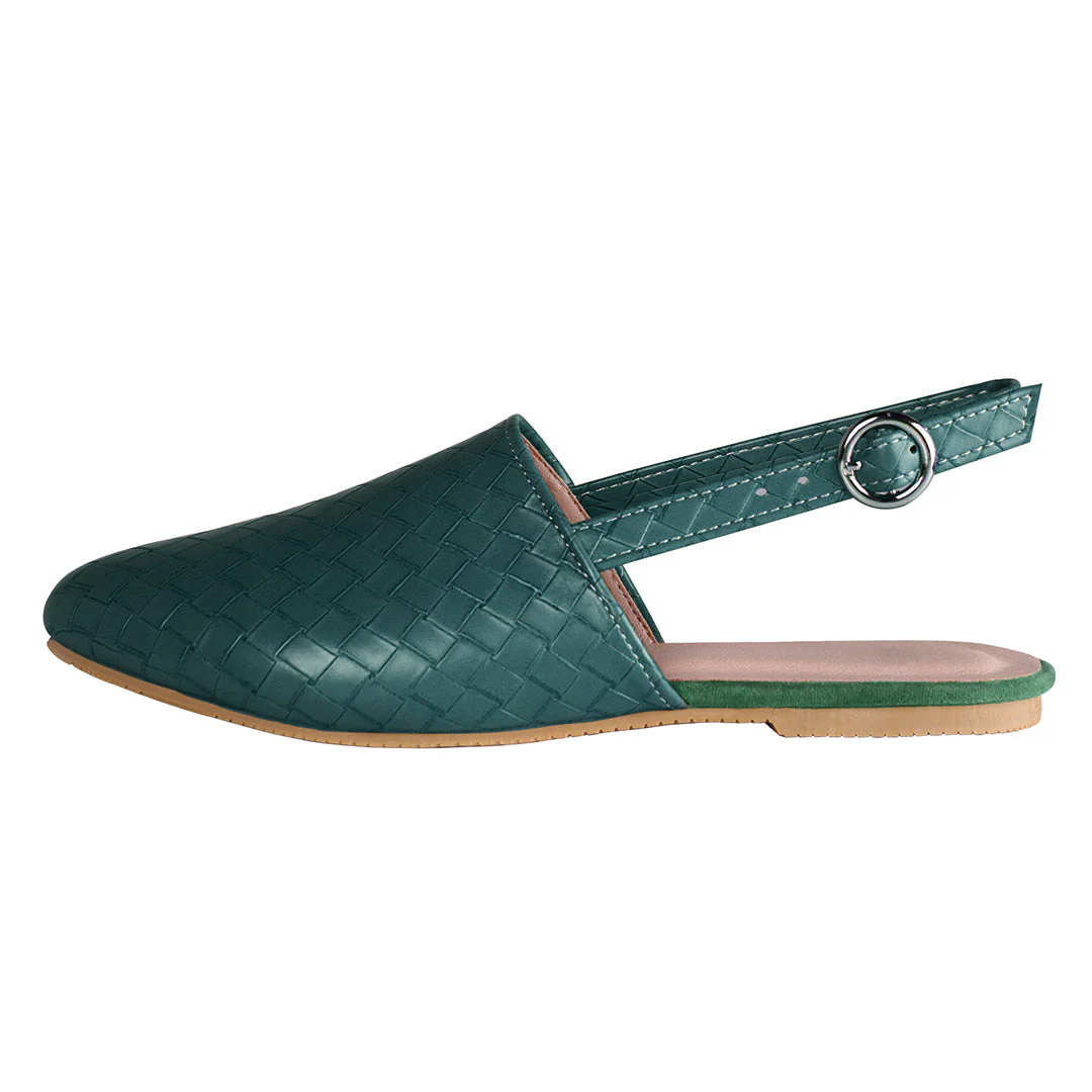Mules Plates en Cuir Tressé Luxe Femme – Confort Pointu Slip-On - Image 5
