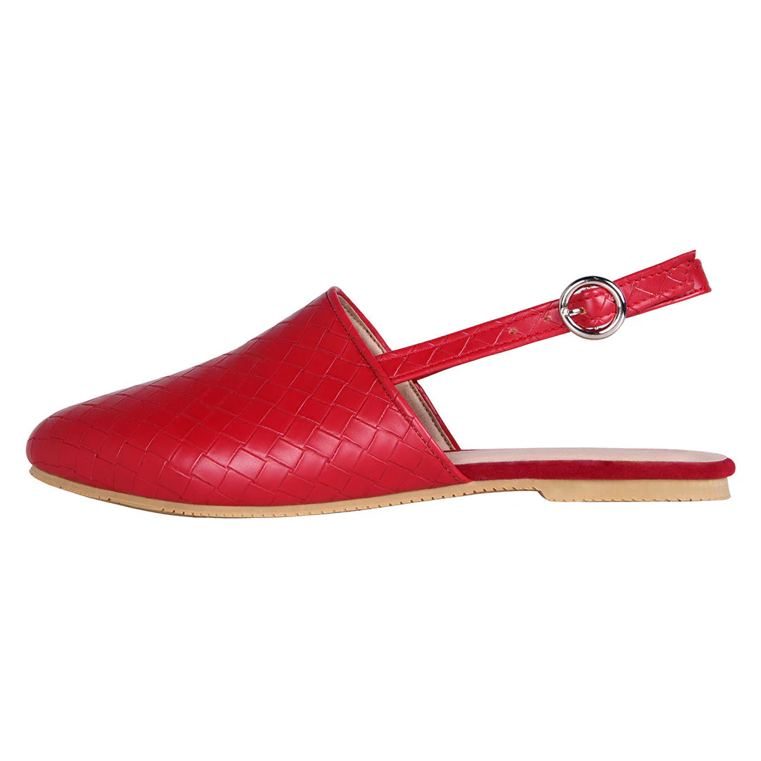 Mules Plates en Cuir Tressé Luxe Femme – Confort Pointu Slip-On - Image 6