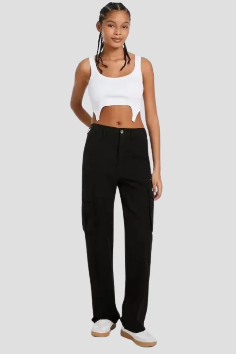 Pantalon cargo femme premium tendance stylé à jambes larges ajustables – Pantalon utilitaire taille haute coupe confortable - Image 9
