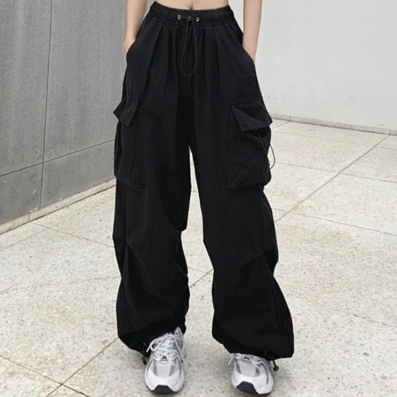 Pantalon Cargo Femme Taille Haute Avec Poches Multiples – Pantalon Décontracté À Jambe Large