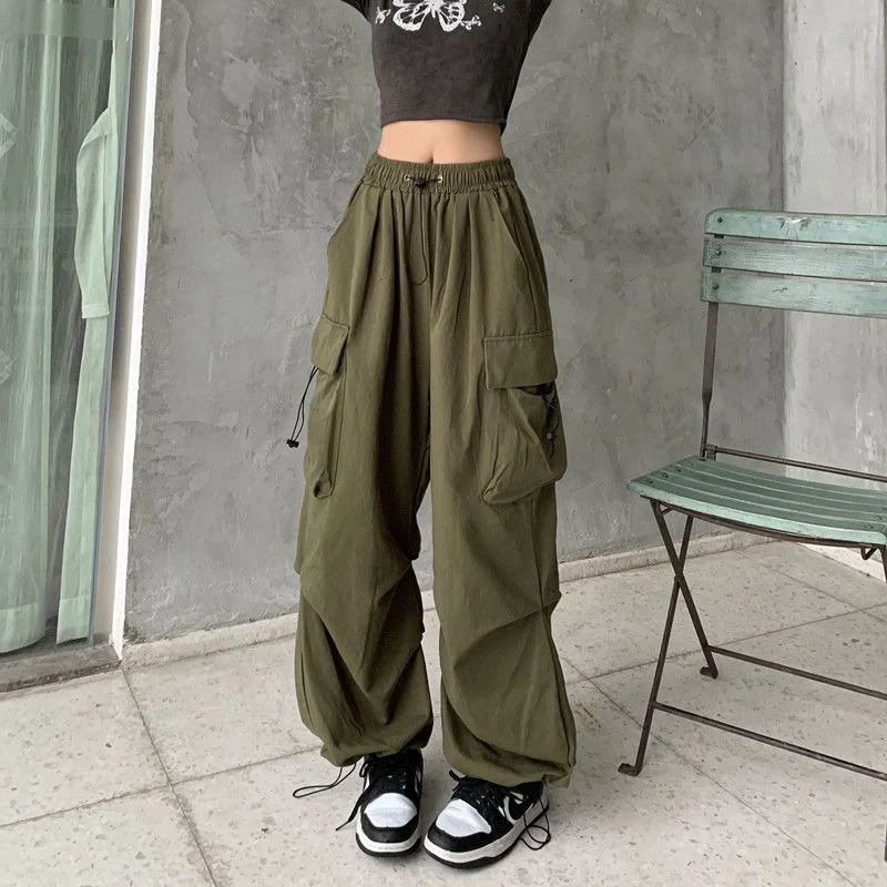 Pantalon Cargo Femme Taille Haute Avec Poches Multiples – Pantalon Décontracté À Jambe Large - Image 14