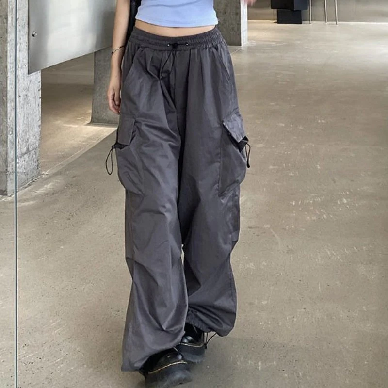 Pantalon Cargo Femme Taille Haute Avec Poches Multiples – Pantalon Décontracté À Jambe Large - Image 15