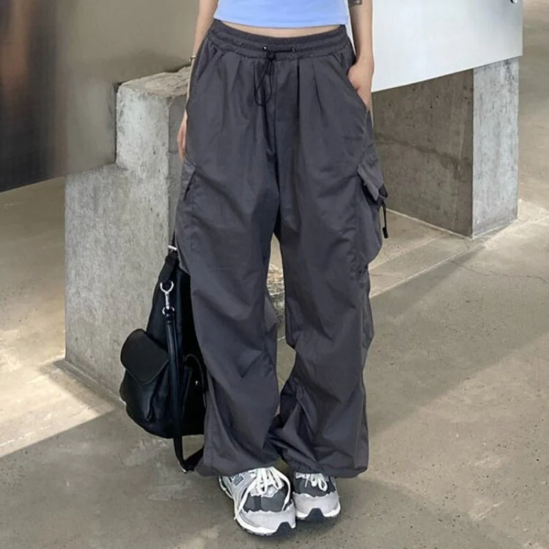 Pantalon Cargo Femme Taille Haute Avec Poches Multiples – Pantalon Décontracté À Jambe Large - Image 2