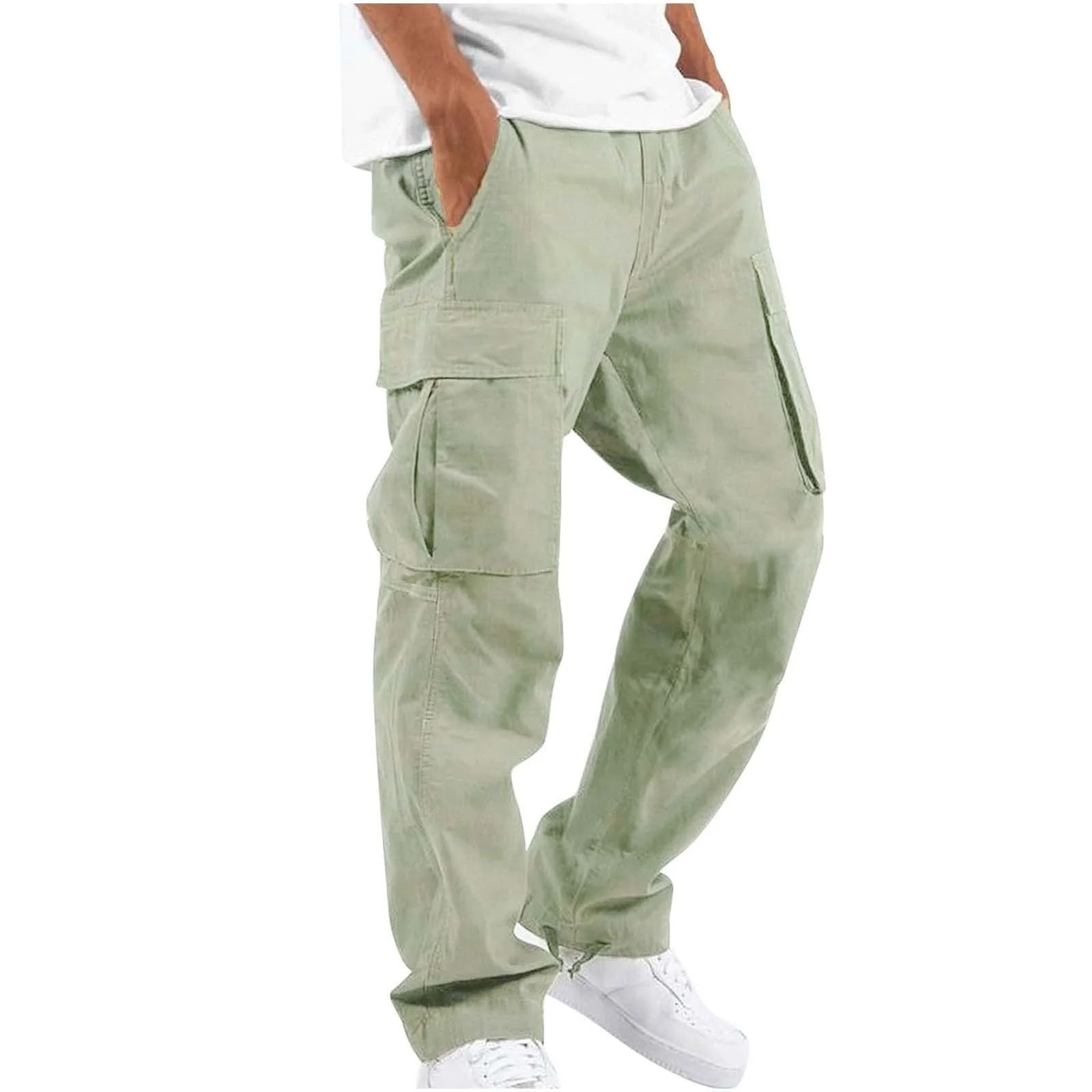 Pantalon Cargo Homme Coupe Ample à Jambes Larges – Pantalon Décontracté en Coton Mélangé - Image 11