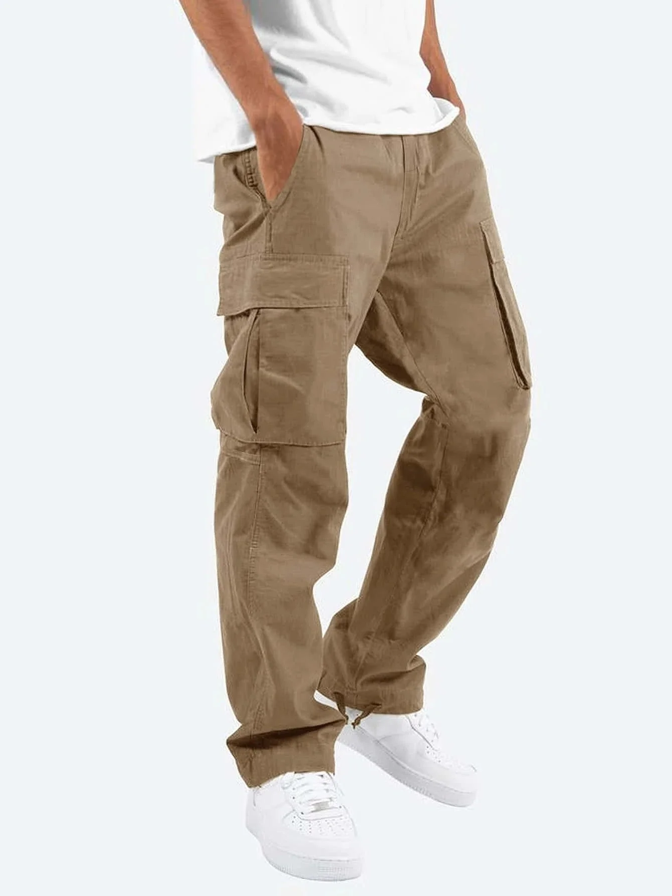 Pantalon Cargo Homme Coupe Ample à Jambes Larges – Pantalon Décontracté en Coton Mélangé - Image 3