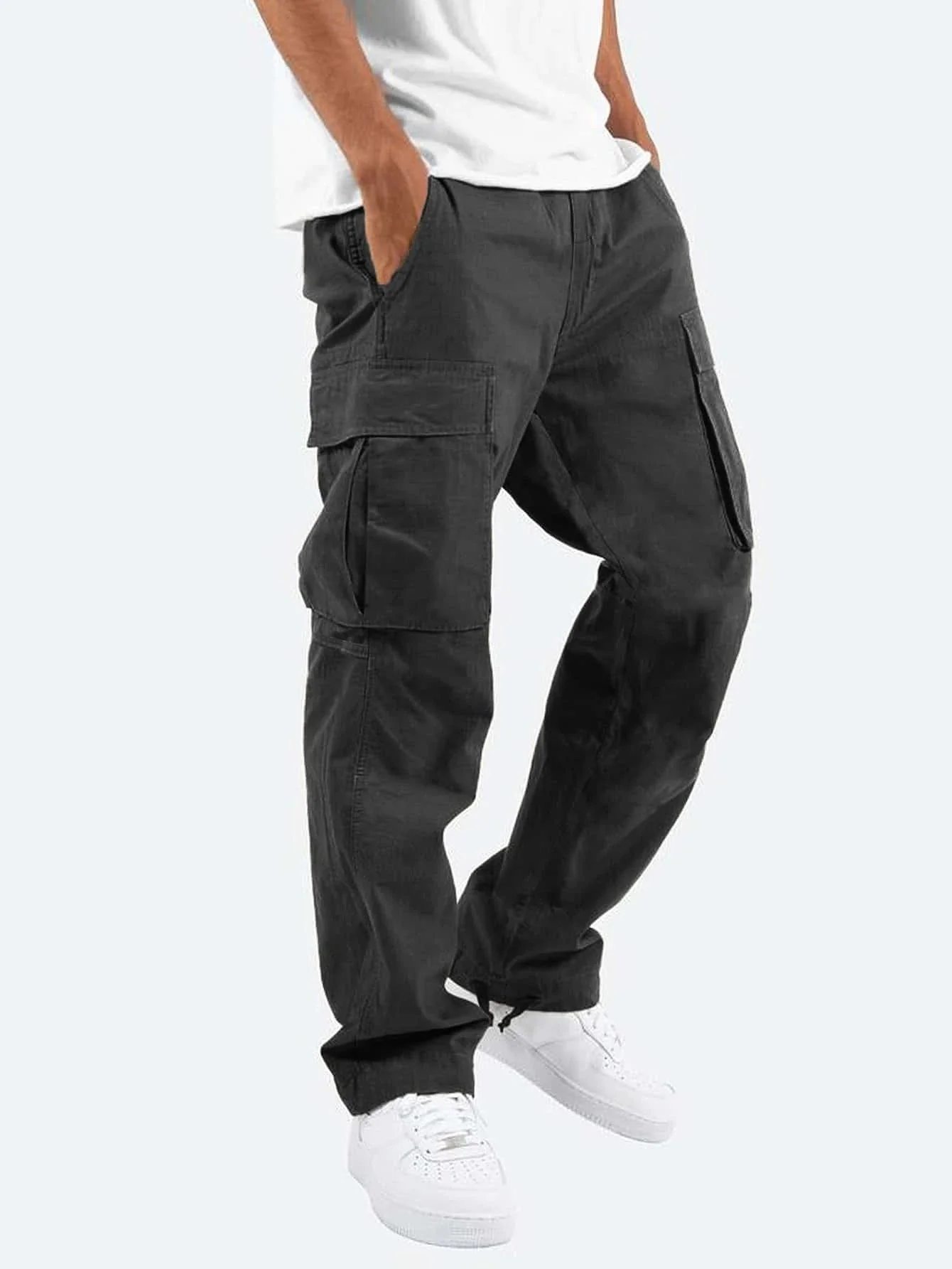 Pantalon Cargo Homme Coupe Ample à Jambes Larges – Pantalon Décontracté en Coton Mélangé - Image 6
