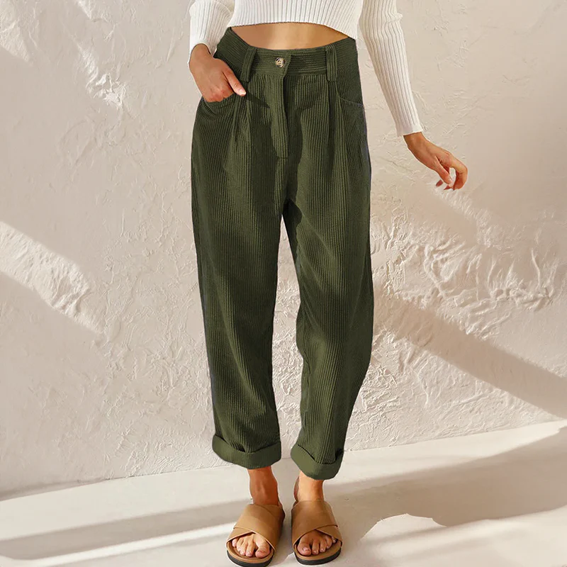 Pantalon Côtelé Taille Haute pour Femme – Pantalon Décontracté et Confortable - Image 6