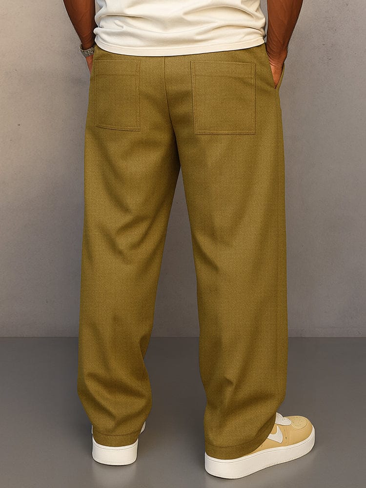 Pantalon Coton Homme Coupe Décontractée – Jambe Large Unie avec Cordon - Image 10
