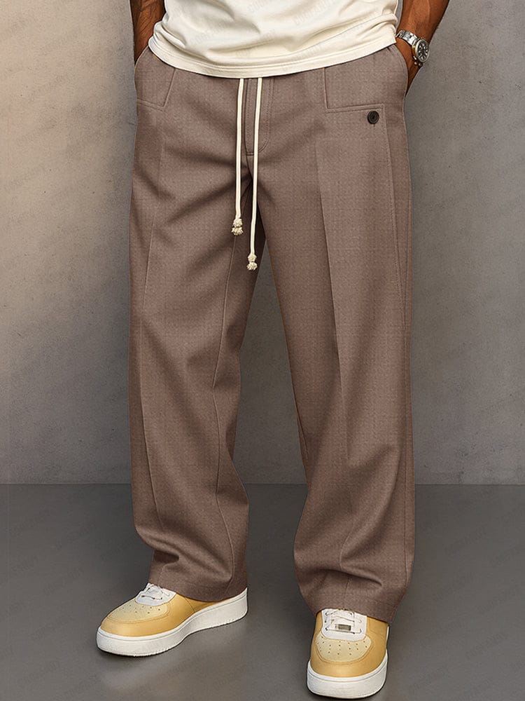 Pantalon Coton Homme Coupe Décontractée – Jambe Large Unie avec Cordon - Image 7