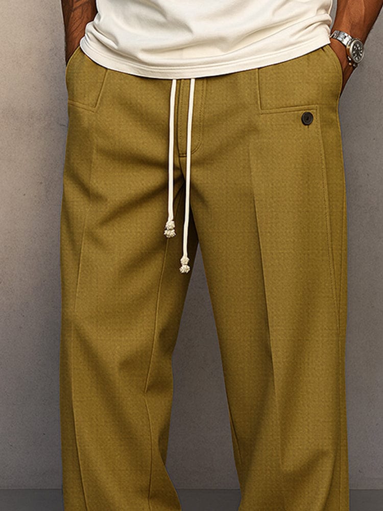 Pantalon Coton Homme Coupe Décontractée – Jambe Large Unie avec Cordon - Image 8