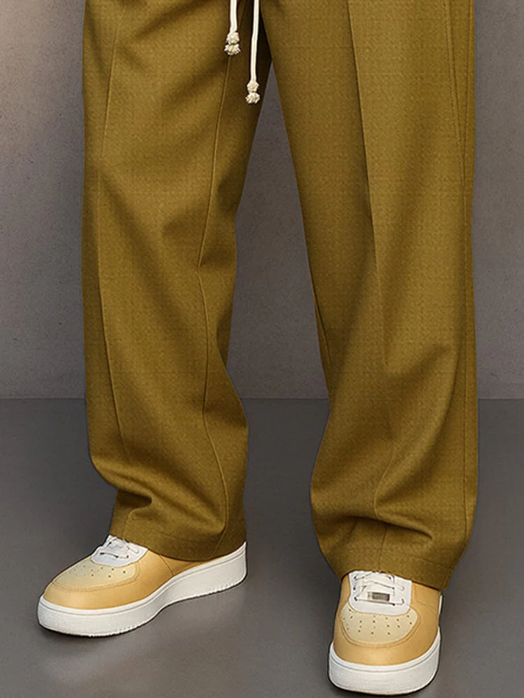 Pantalon Coton Homme Coupe Décontractée – Jambe Large Unie avec Cordon - Image 9