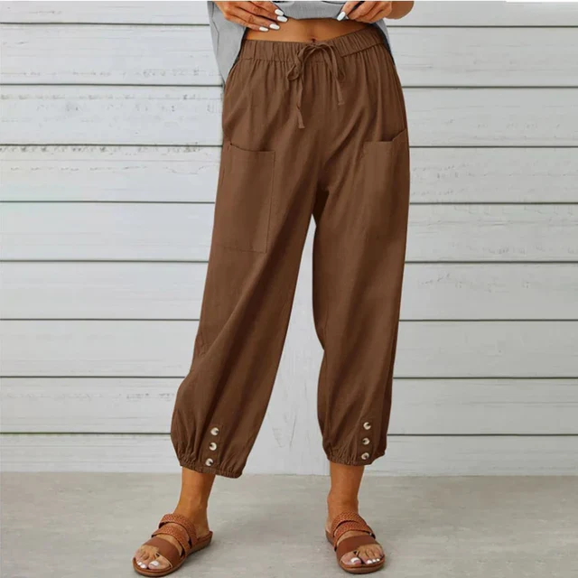 Pantalon Court Femme Taille Élastique – Coupe Confortable Décontractée - Image 10