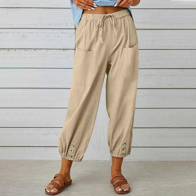 Pantalon Court Femme Taille Élastique – Coupe Confortable Décontractée - Image 6