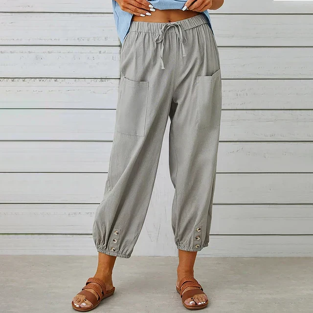 Pantalon Court Femme Taille Élastique – Coupe Confortable Décontractée - Image 8