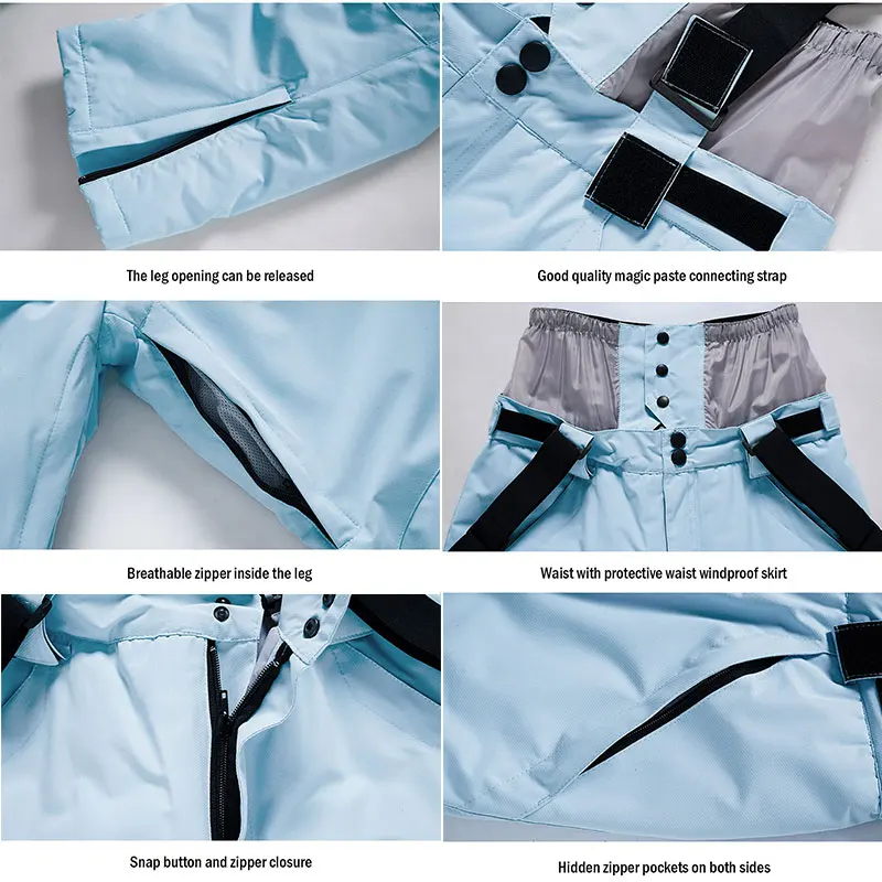 Pantalon de Ski Hivernal Unisexe – Pantalon Étanche et Coupe-Vent avec Protection de Taille - Image 14