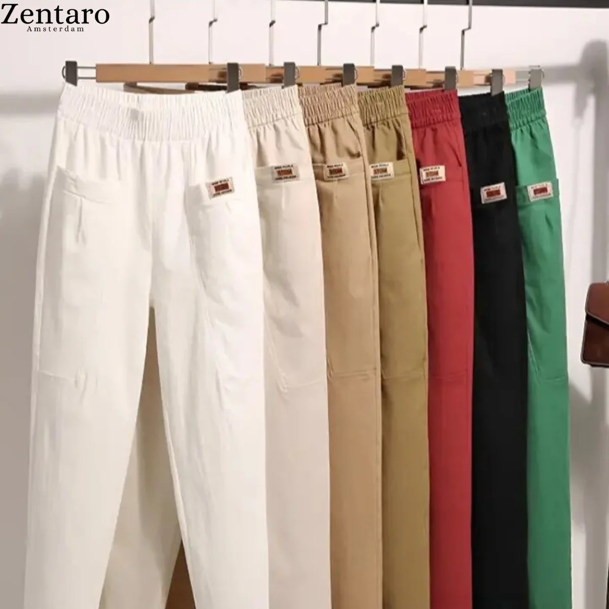 Pantalon en Coton Élégant pour Femme – Pantalon Décontracté Confortable à Taille Élastique