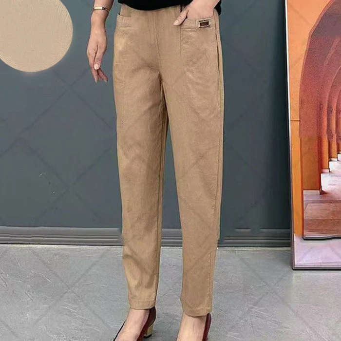 Pantalon en Coton Élégant pour Femme – Pantalon Décontracté Confortable à Taille Élastique - Image 2