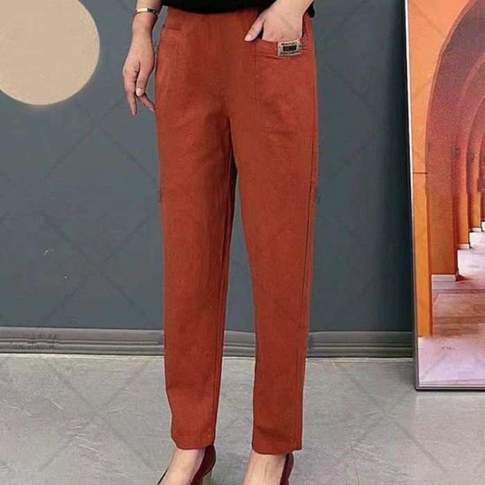 Pantalon en Coton Élégant pour Femme – Pantalon Décontracté Confortable à Taille Élastique - Image 5