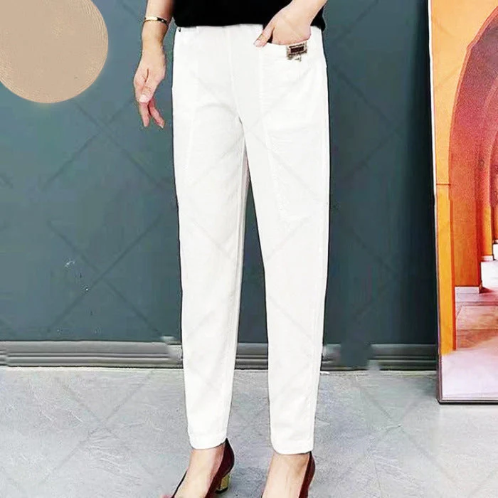 Pantalon en Coton Élégant pour Femme – Pantalon Décontracté Confortable à Taille Élastique - Image 6