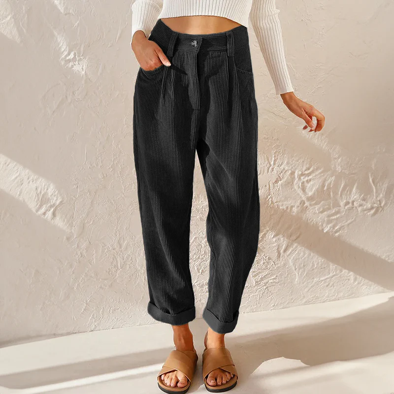 Pantalon en velours côtelé taille haute pour femme - Image 6