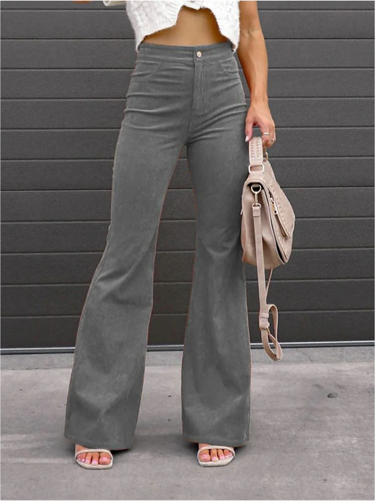 Pantalon Évasé en Velours Côtelé Rétro pour Femme – Confort Quotidien - Image 6