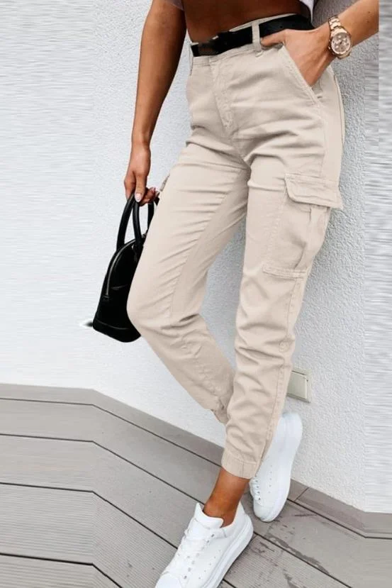 Pantalon Femme Élégant Taille Haute – Style Cargo Décontracté Quotidien - Image 2