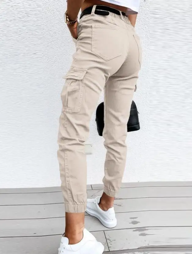 Pantalon Femme Élégant Taille Haute – Style Cargo Décontracté Quotidien - Image 3
