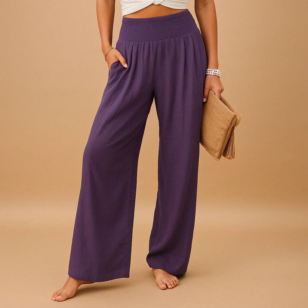 Pantalon femme taille elastique a jambes larges - Fluide et confortable - Image 6