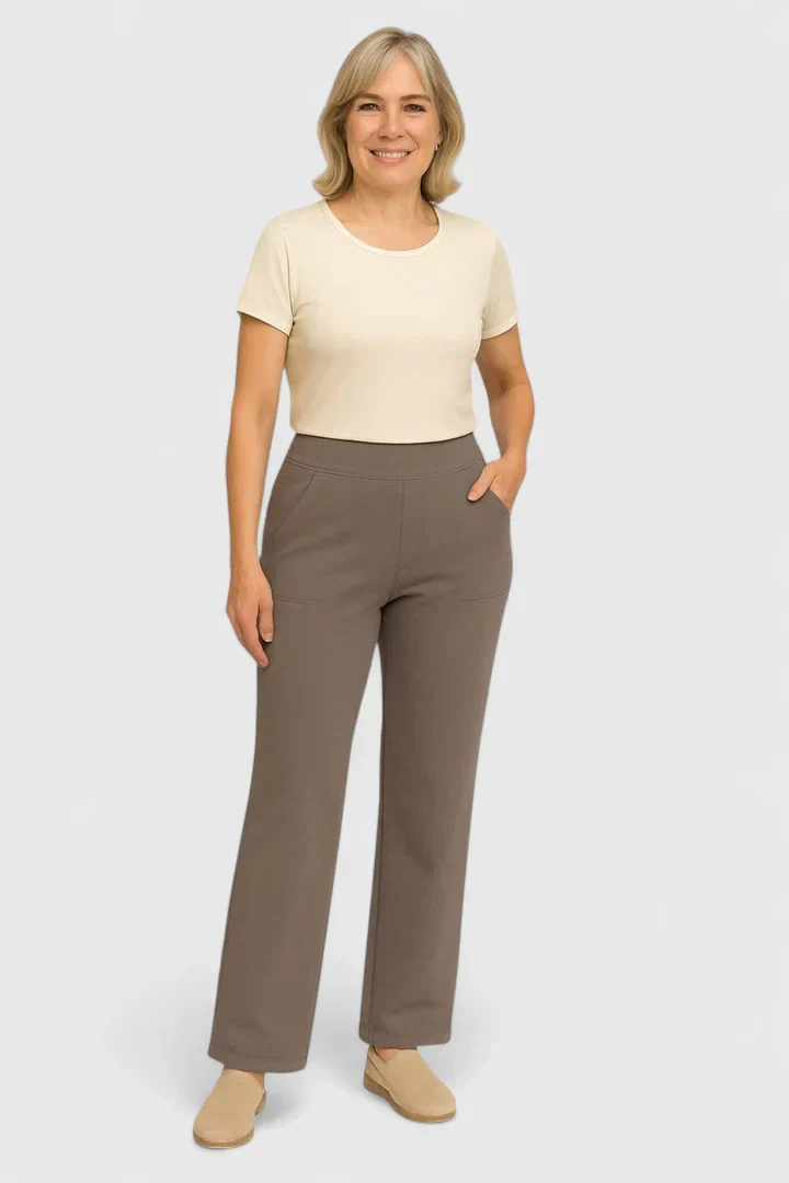 Pantalon Femme Taille Haute à Jambe Droite – Coupe Décontractée Confortable - Image 3