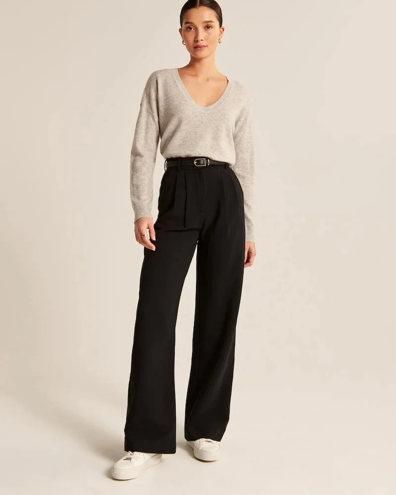 Pantalon Femme Taille Haute à Jambes Larges – Coupe Décontractée et Élégante - Image 2