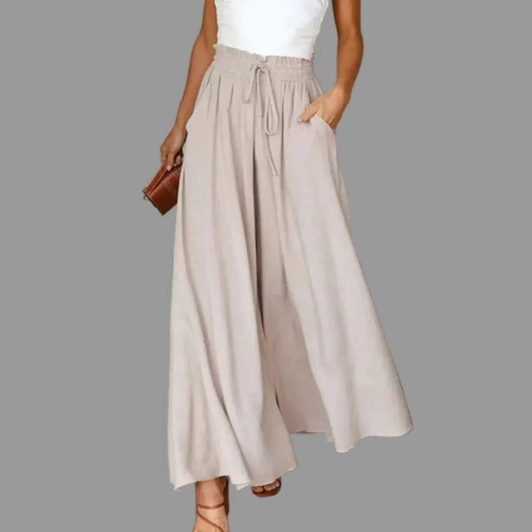 Pantalon Femme Taille Haute à Jambes Larges – Coupe Longue Élégante