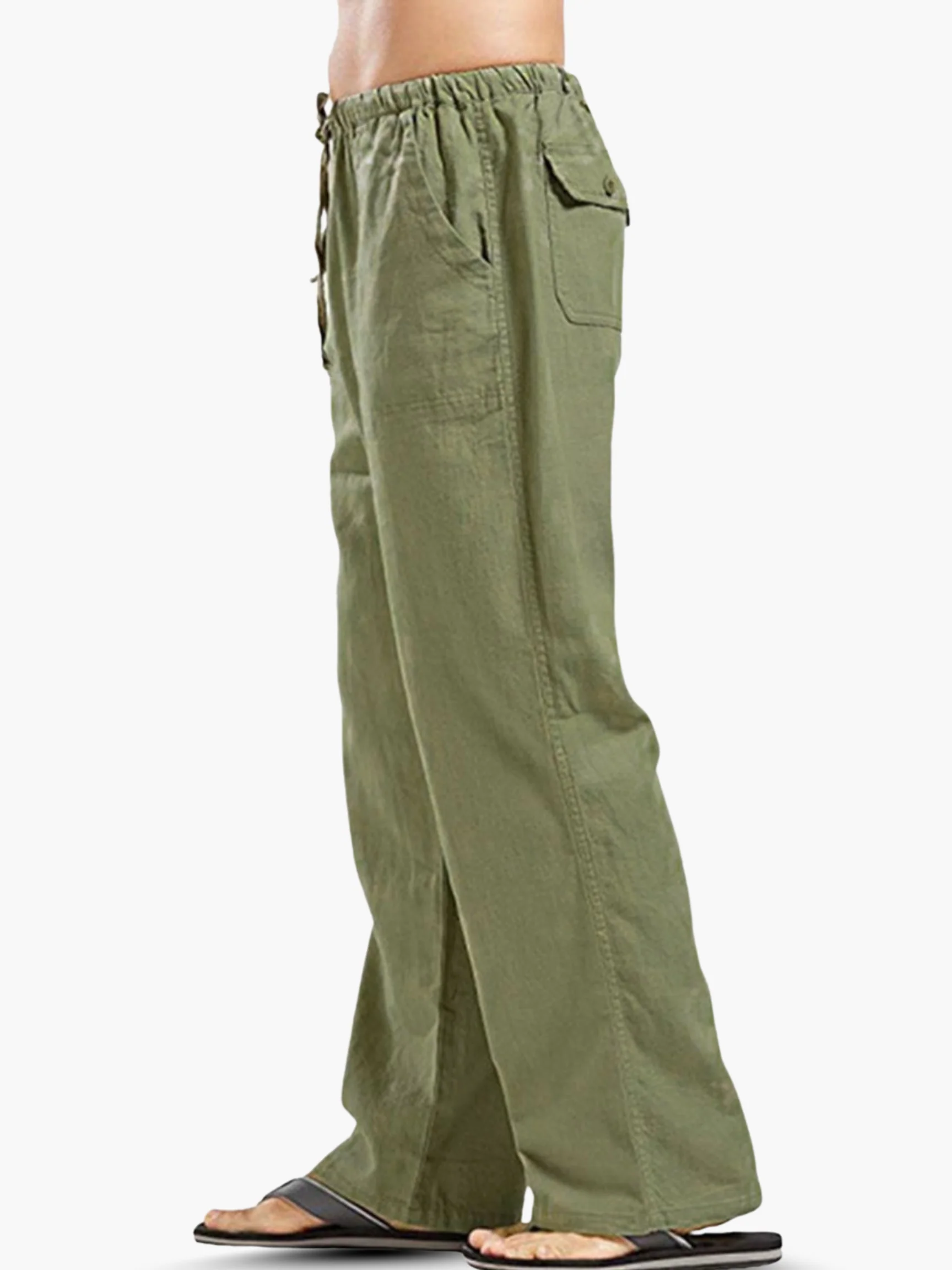 Pantalon Homme Coton-Lin à Cordon – Confort Léger Décontracté - Image 2