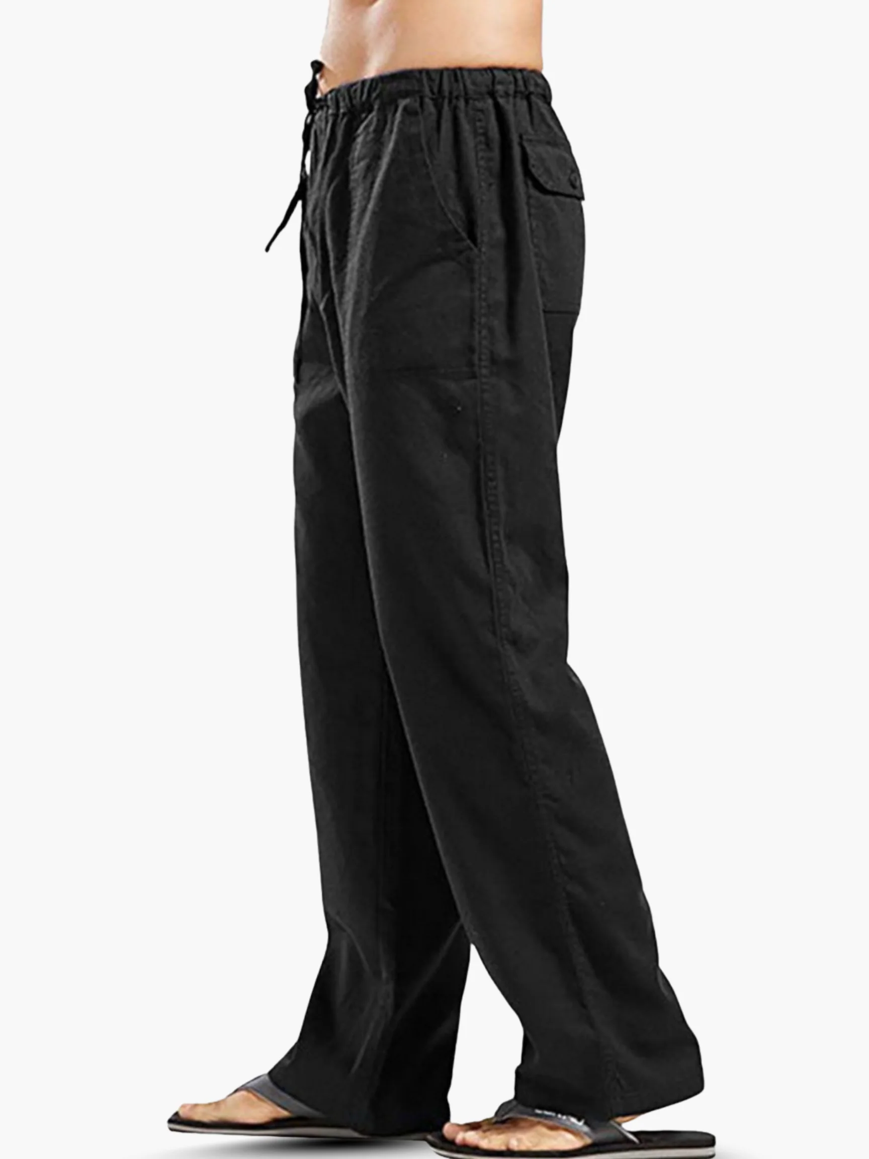 Pantalon Homme Coton-Lin à Cordon – Confort Léger Décontracté - Image 3