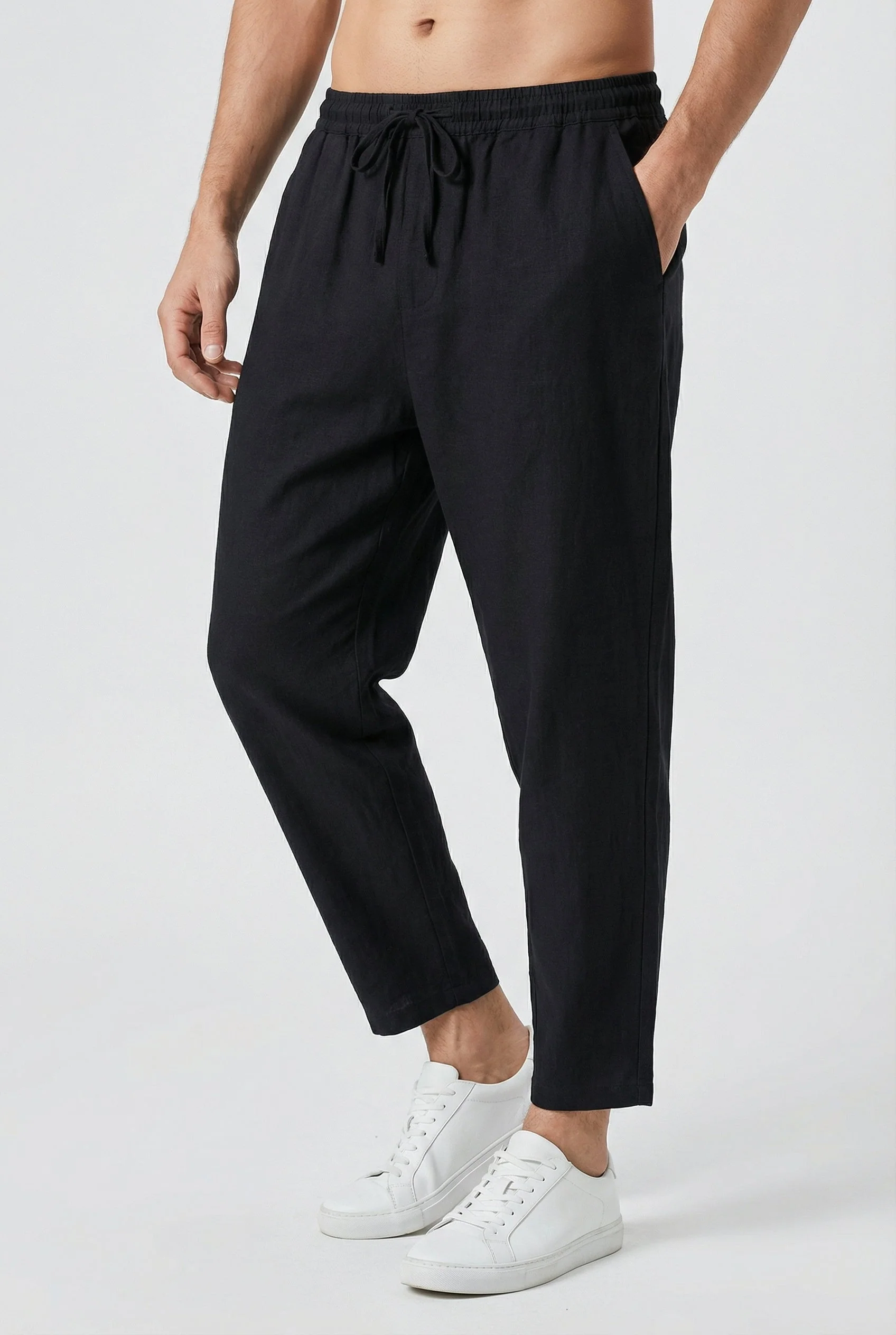 Pantalon Homme Coton-Lin – Coupe Ample Style Estival avec Poches - Image 5