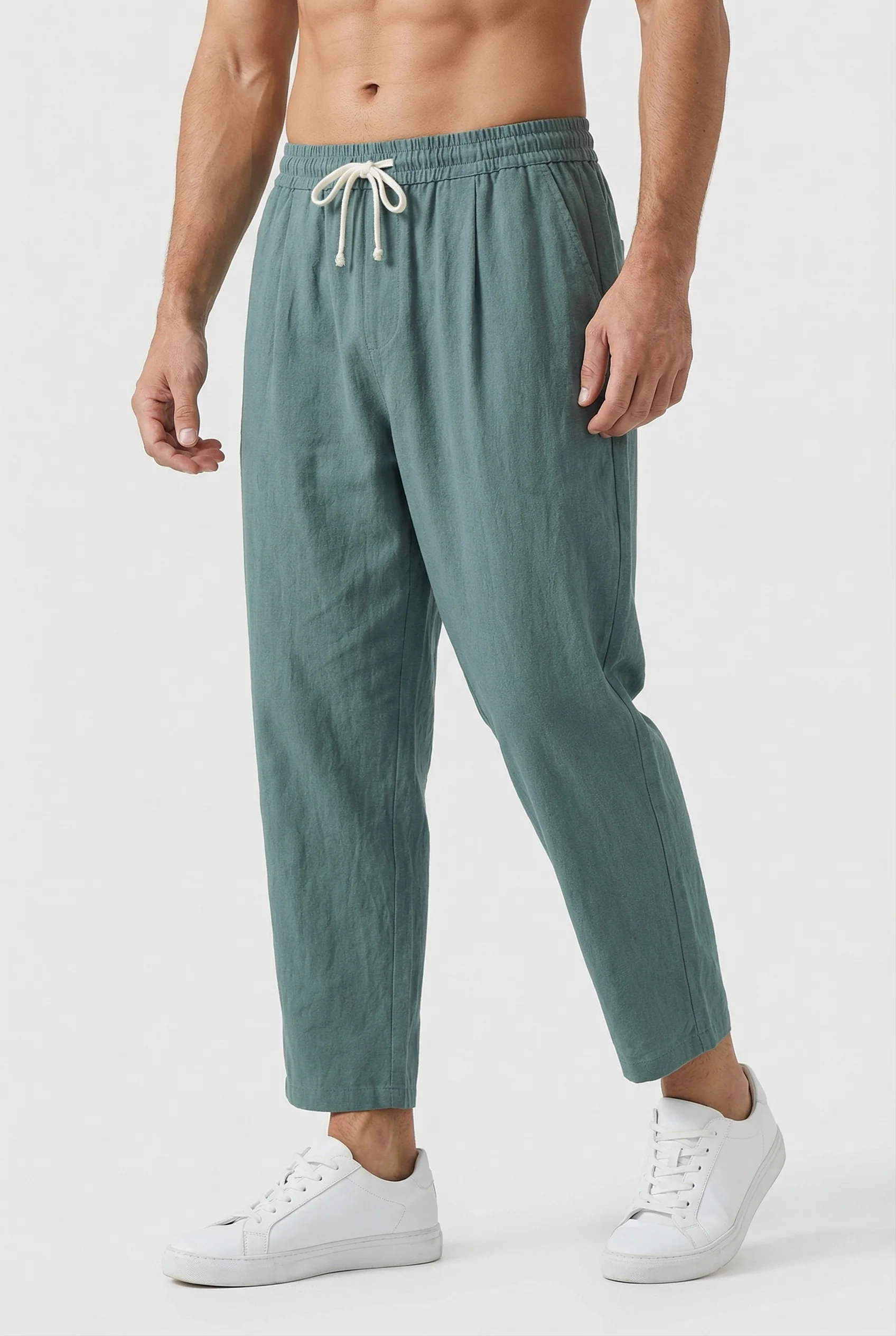Pantalon Homme Coton-Lin – Coupe Ample Style Estival avec Poches - Image 7