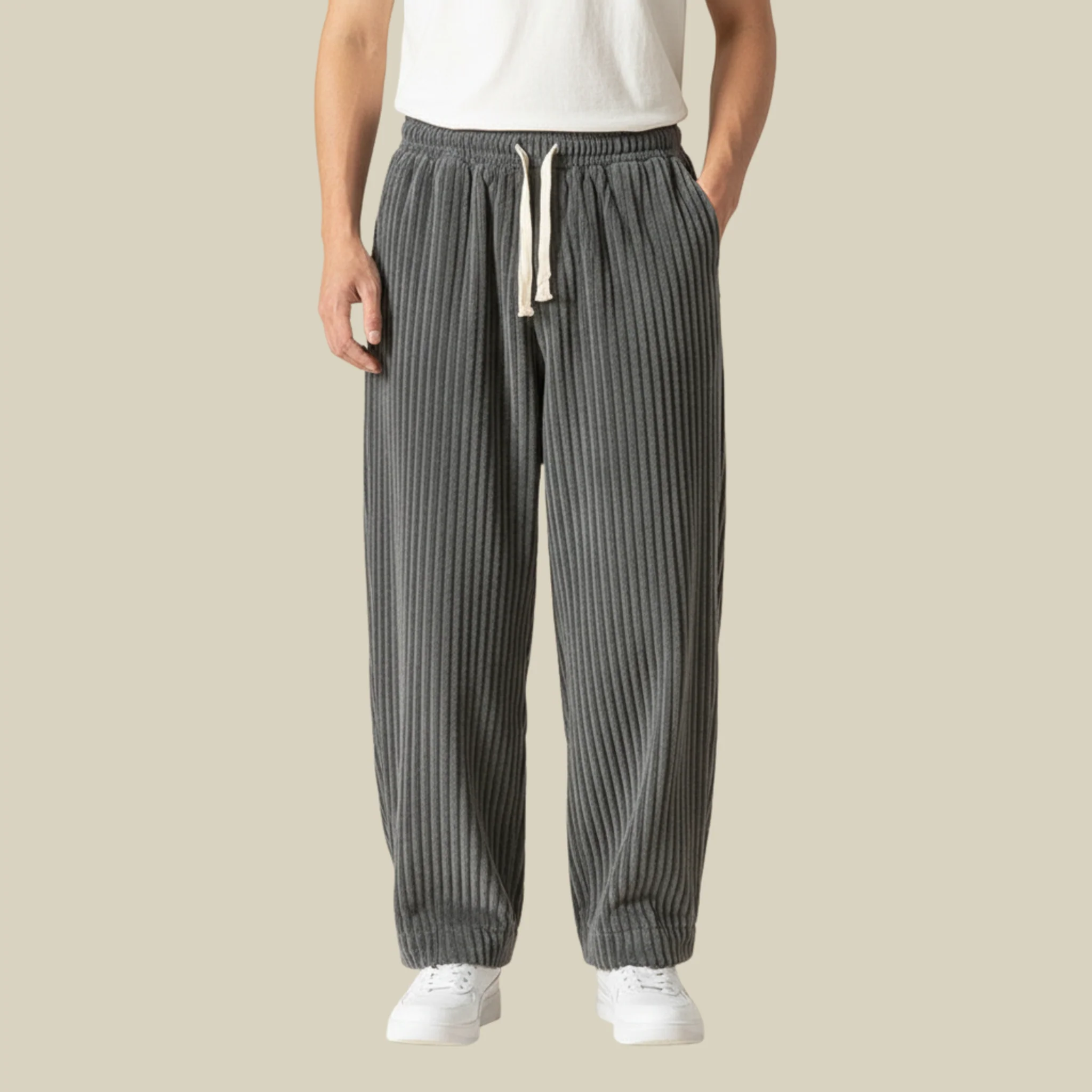 Pantalon Homme en Velours Côtelé Confortable – Taille Élastique avec Poches - Image 17