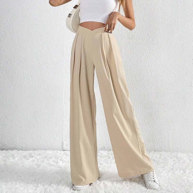 Pantalon large beige léger élégant femmes – Confortable, taille haute - Image 3