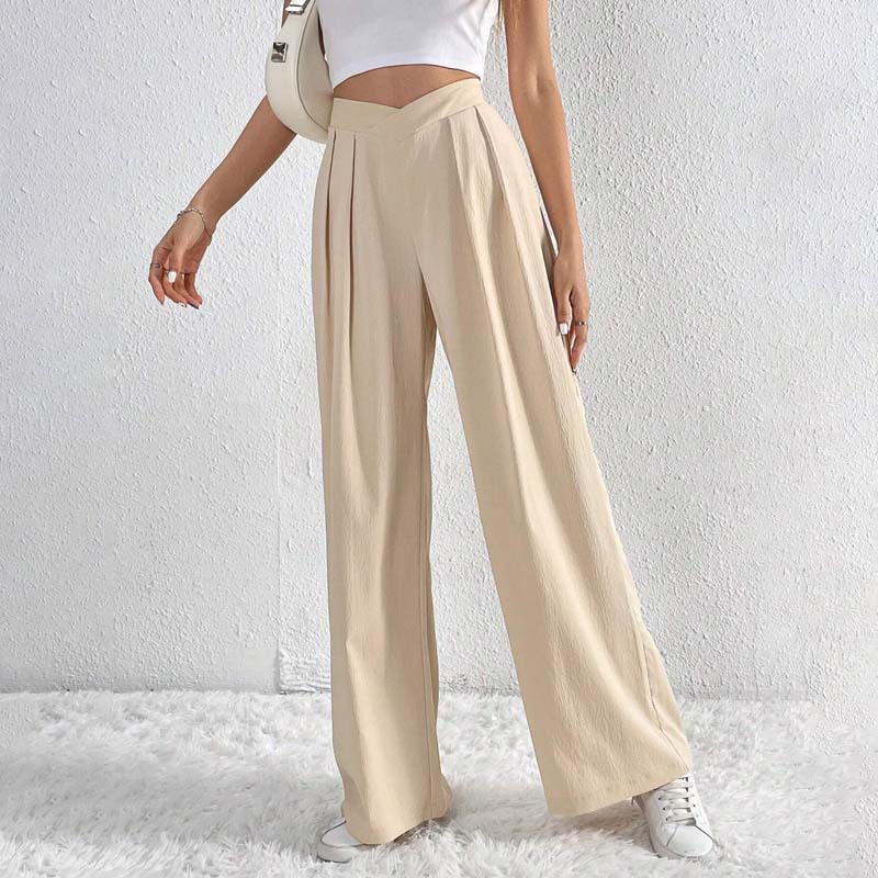 Pantalon large beige léger élégant femmes – Confortable, taille haute - Image 4