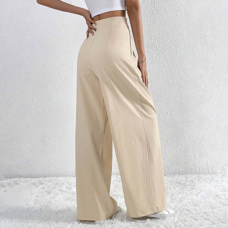 Pantalon large beige léger élégant femmes – Confortable, taille haute - Image 5