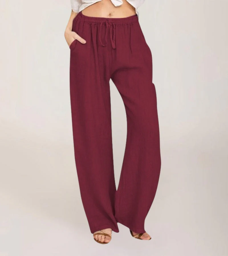 Pantalon Large Décontracté en Coton Femme – Pantalon d’Été Léger Taille Haute - Image 11