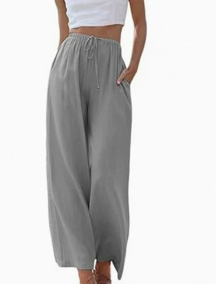 Pantalon Large Décontracté en Coton Femme – Pantalon d’Été Léger Taille Haute - Image 13